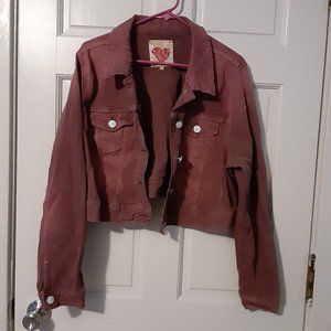 Burgandy crop jean jacket
